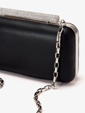 Fabulous Alexander McQueen Black Box Clutch with Crystal Handle